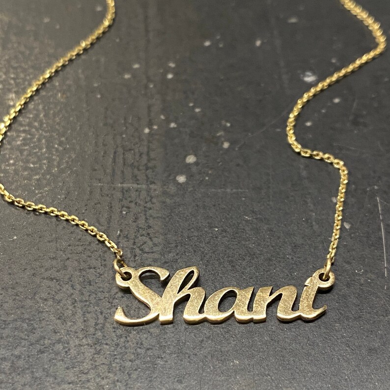 Solid Gold Necklace Name Necklace 14k Gold Necklace Custom Etsy