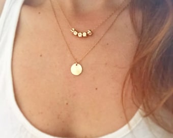 Necklace set, Layered necklaces, Layered necklace set, Gold disc necklace, Nugget necklace, Boho necklace set, Dainty gold necklaces, Trendy