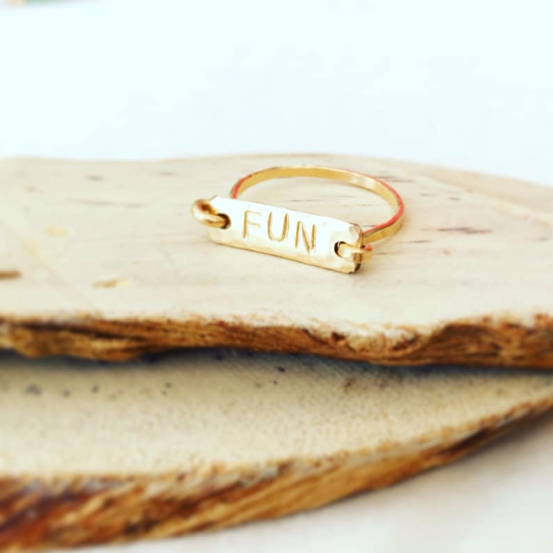 Statement ring Stackable name ring Gold bar ring Boho ring Midi ring Fashion ring Personalized ring Girlfriend gift Gift for wife