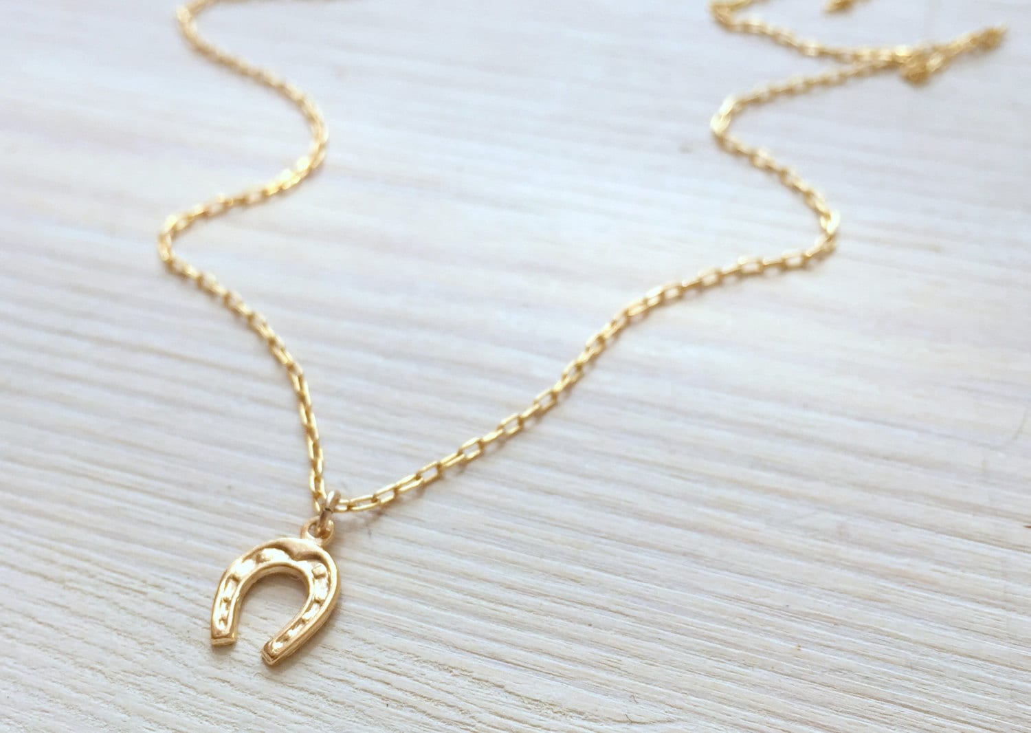 Gold Necklace Lucky Necklace Horseshoe Necklace Dainty Gold | Etsy
