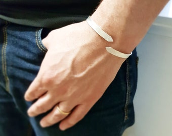 Silver cuff for men, Men's bracelet, Bangle for men, Rustic bracelet, Open cuff, Modern bracelet, Jewelry gift for men, Gift for boyfriend