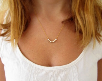 Gold and silver necklace, Silver and gold necklace, Gold bead necklace, Silver bead necklace, Dainty beads necklace