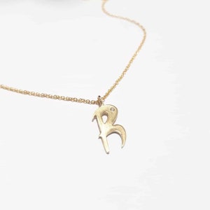 Custom gold necklace, Diamond & gold necklace, Gold Letter necklace, 14k gold charm necklace, Solid gold necklace, Gold necklace for women