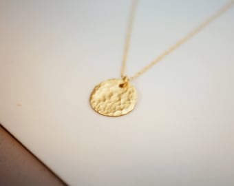 Solid gold necklace, Gold disc necklace, Disc necklace, Gold necklace, Layered necklace, Coin necklace, Gold pendant necklace, Dainty, 14k