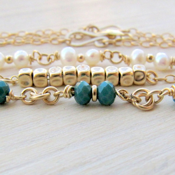 Stackable bracelet set. Gold bracelet set. Friendship bracelet set. Beaded bracelet set. Layering bracelet.