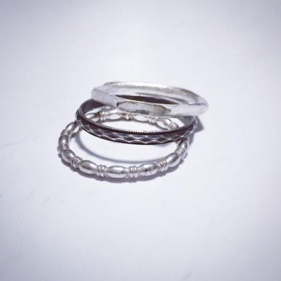 Silver ring set, Stacking rings, Silver rings, Stacking rings set, Oxidized silver rings, Stacked silver rings, Thin silver rings, Boho ring