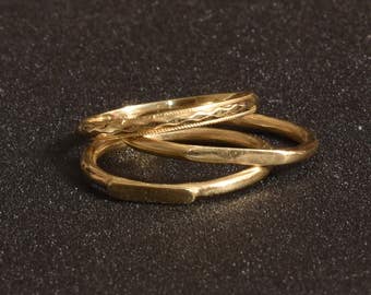 Gold rings set, Stacking ring set, Solid gold rings, Gold signet rings,  Thin gold rings, Gold ring women, Yellow gold ring, White gold ring