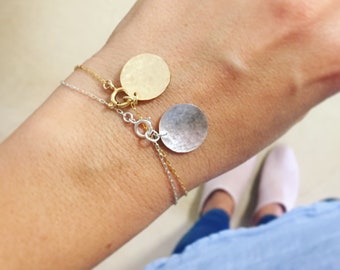 Bracelet set, Gold bracelets, Silver bracelet, Gold disc bracelet, Layered bracelet, Dainty bracelet, Charm bracelet, BFF gift, Boho