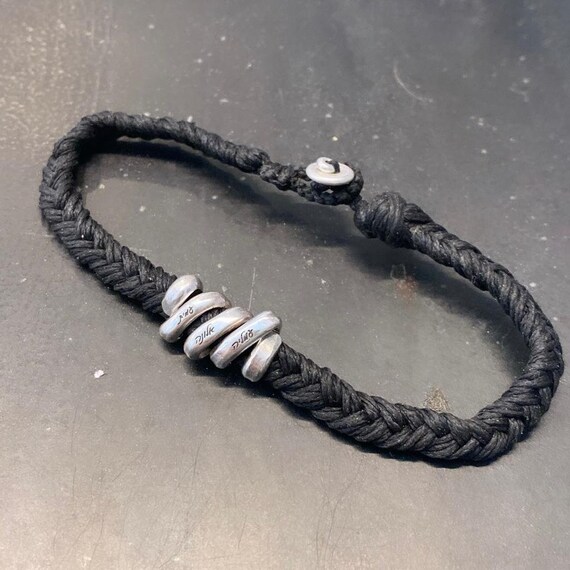Black and Gray Woven Bracelet Handwoven Silk Bracelet: Black Berry Gray Fiber Art Jewelry  main image 4