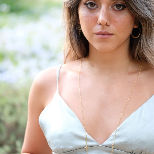 Gold filled necklace, Necklace for women, Long necklace, Multi-strand necklace, Nugget necklace, shops Gold boho necklace, Dainty gold necklace
