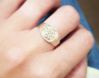 Signet ring, Solid gold ring, Signet ring women, Gold rings for women, Boho gold ring, Unique signet ring, 14k gold ring, Celtic, Ethnic