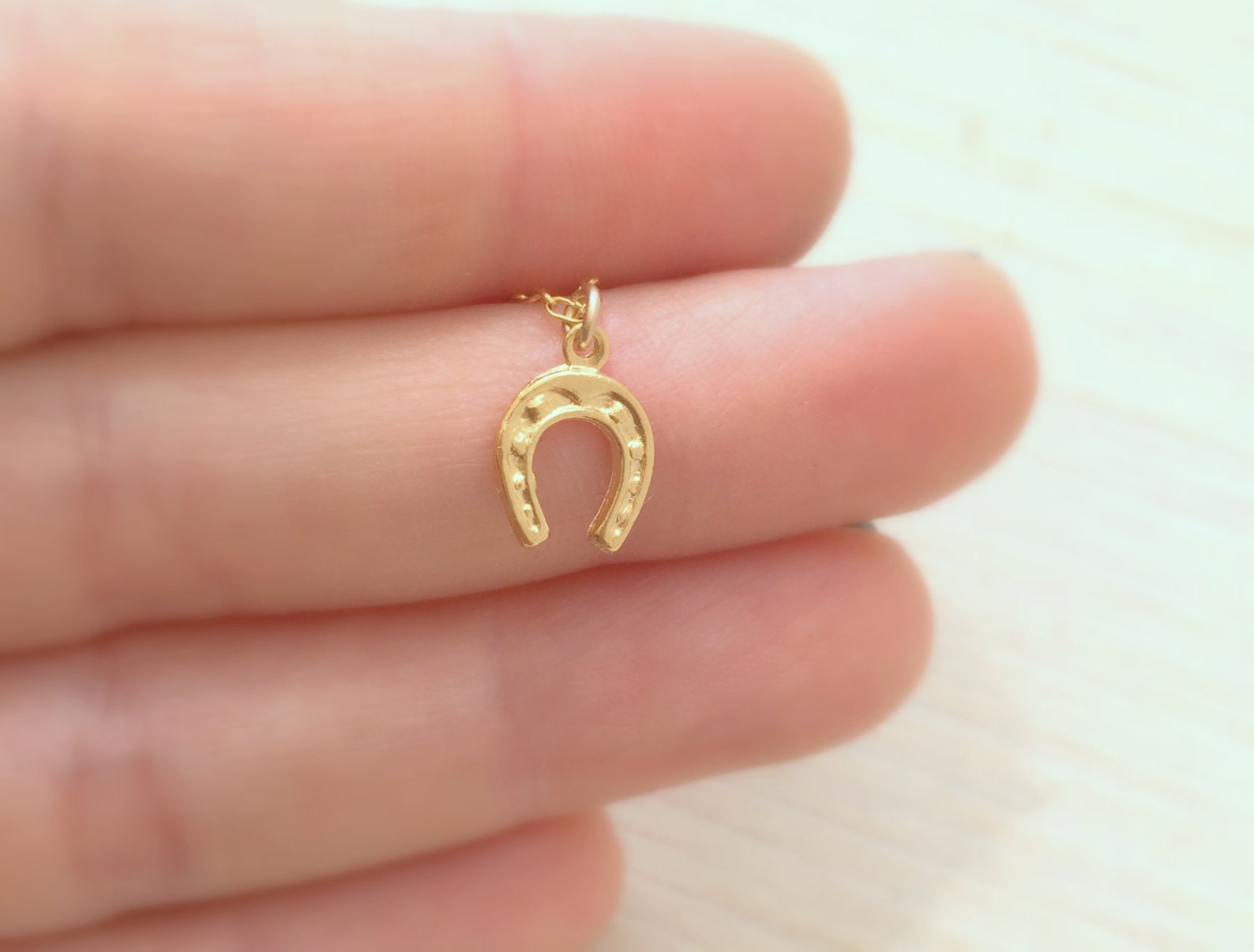 Gold Necklace Lucky Necklace Horseshoe Necklace Dainty Gold Etsy