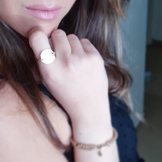 Gold ring for women, Gold ring, Ring for women, Gold filled ring, Hammered ring, Gold statement ring, Disc ring, Gold boho ring, Stacked