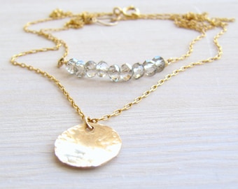 Layered necklaces set, Dainty gold necklaces, Gold necklaces, Boho necklace set, Gold necklace set, Disc necklace, Crystal necklace, Simple