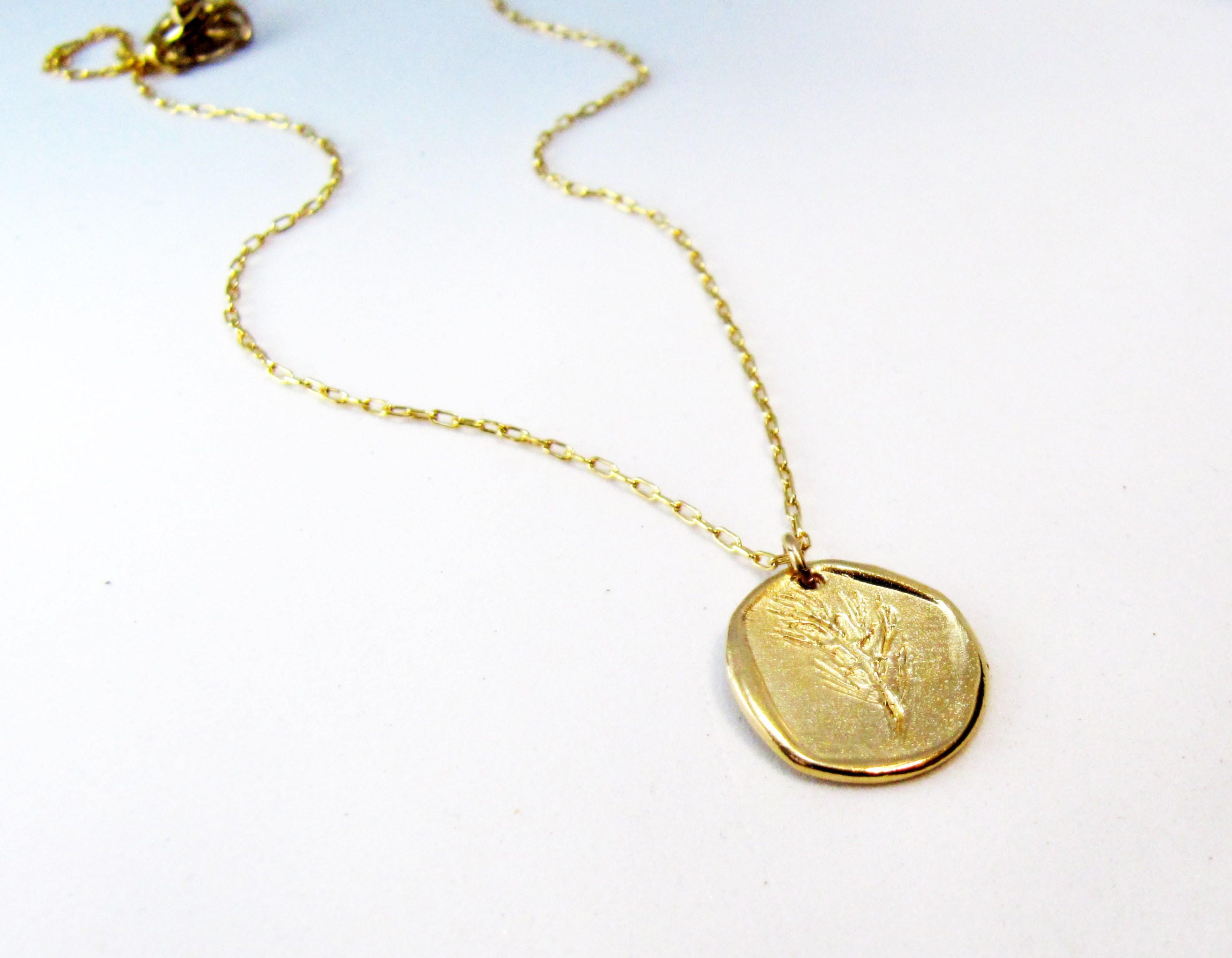 Coin necklace Gold necklace Dainty gold necklace Simple | Etsy