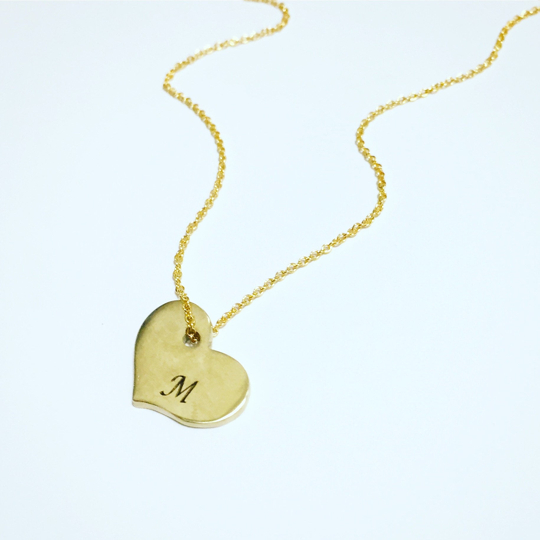 Solid Gold Necklace Heart Necklace Custom Gold Necklace Etsy UK