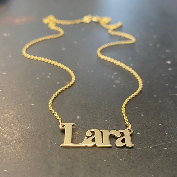 Solid Gold Necklace Name Necklace 14k Gold Necklace Custom Etsy