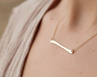 Gold bar necklace, Gold filled necklace, Necklace for women, Gold boho necklace, Gold layered necklace, Dainty gold necklace, Hammered