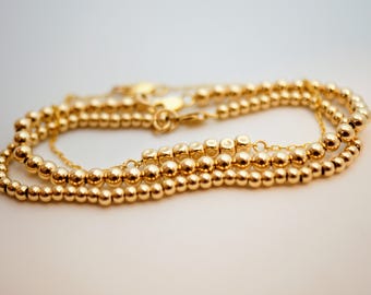 Gold bracelets, Gold stack bracelets, Gold bead bracelets, Gold bracelet set, Stacking bracelet set, Layer bracelet, Everyday Bracelet