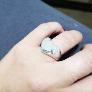 Signet ring women, Heart ring, Silver ring, Signet ring, Silver signet ring, Ring for women, Unique Signet ring, Statement ring, Boho ring