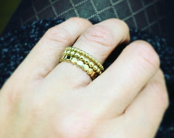 Guldringset, 14K ringset, Staplingsringset, Ringar i massivt guld, Minimalistiska ringar, Lagerringar, Elegant ringset, Staplingsringset i guld