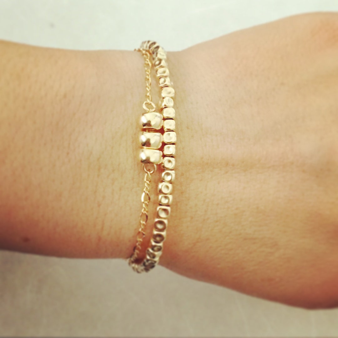 Gold Bracelets Gold Bracelet Set Gold Bead Bracelets Etsy