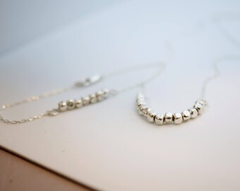 Silver set, Silver jewelry set, Sterling silver necklace, Silver necklace & bracelet, Nuggets jewelry, Minimalist set, Nuggets necklace