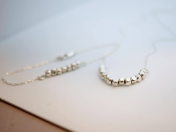 Silver set, Silver jewelry set, Sterling silver necklace, Silver necklace & bracelet, Nuggets jewelry, Minimalist set, Nuggets necklace