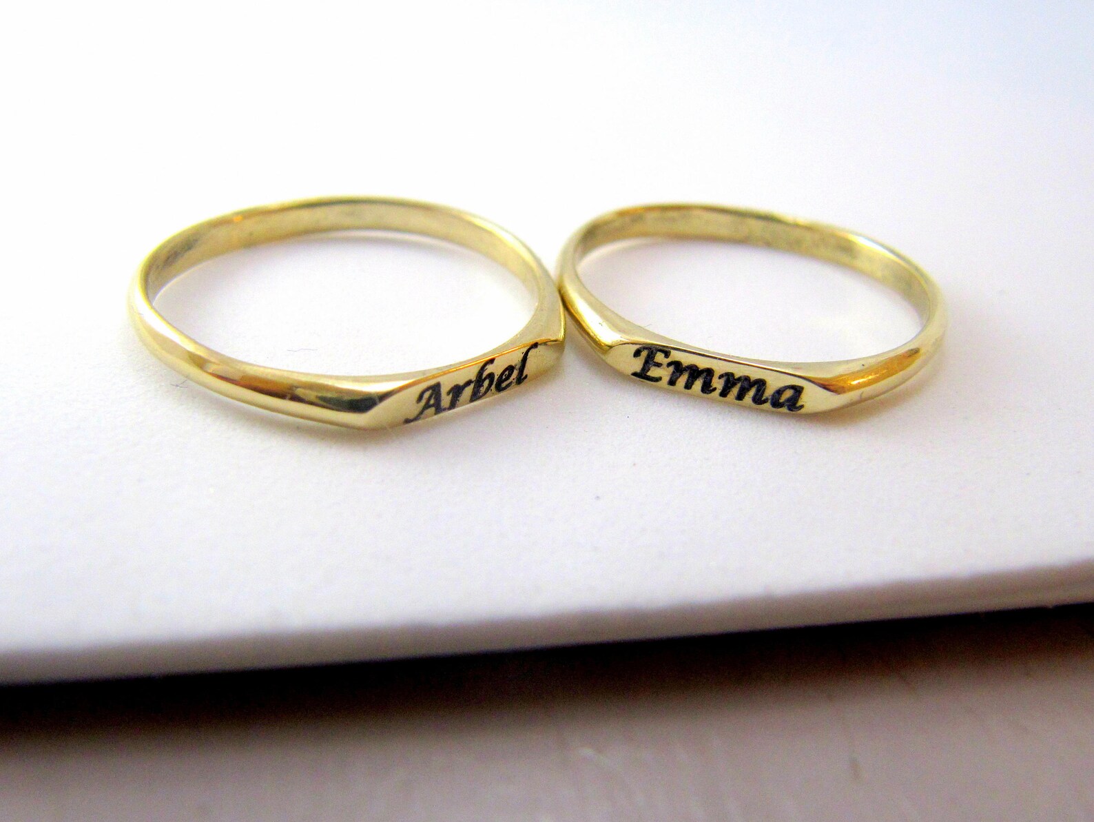 Rings Solid Gold Ring Name Ring Gold Ring Set Rings Etsy