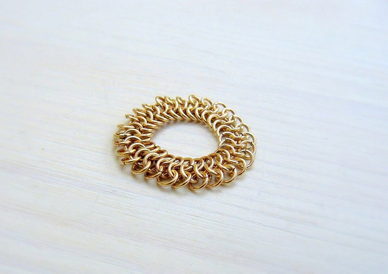 Cocktail ring Girlfriend gift Chain mail ring Statement ring Gift for wife Fashion ring Gold filled ring Chainmaille ring Boho ring