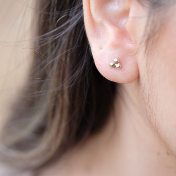 Solid Gold Studs 14k Gold Earrings Dots Studs Tiny Stud