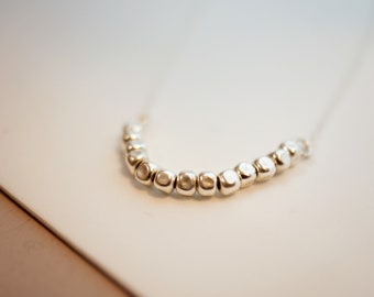 Sterling silver necklace, Dainty necklace, Nuggets necklace, Simple necklace, Minimalist necklace, Silver Beads necklace, Layered necklace