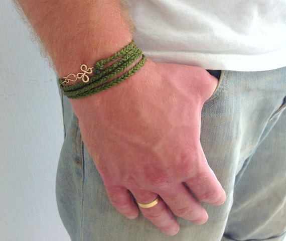 Men bracelet, Wrap bracelet, Green man bracelet, Braided bracelet, Wrap bracelet for men, Men's braided bracelet, Boho gift for him
