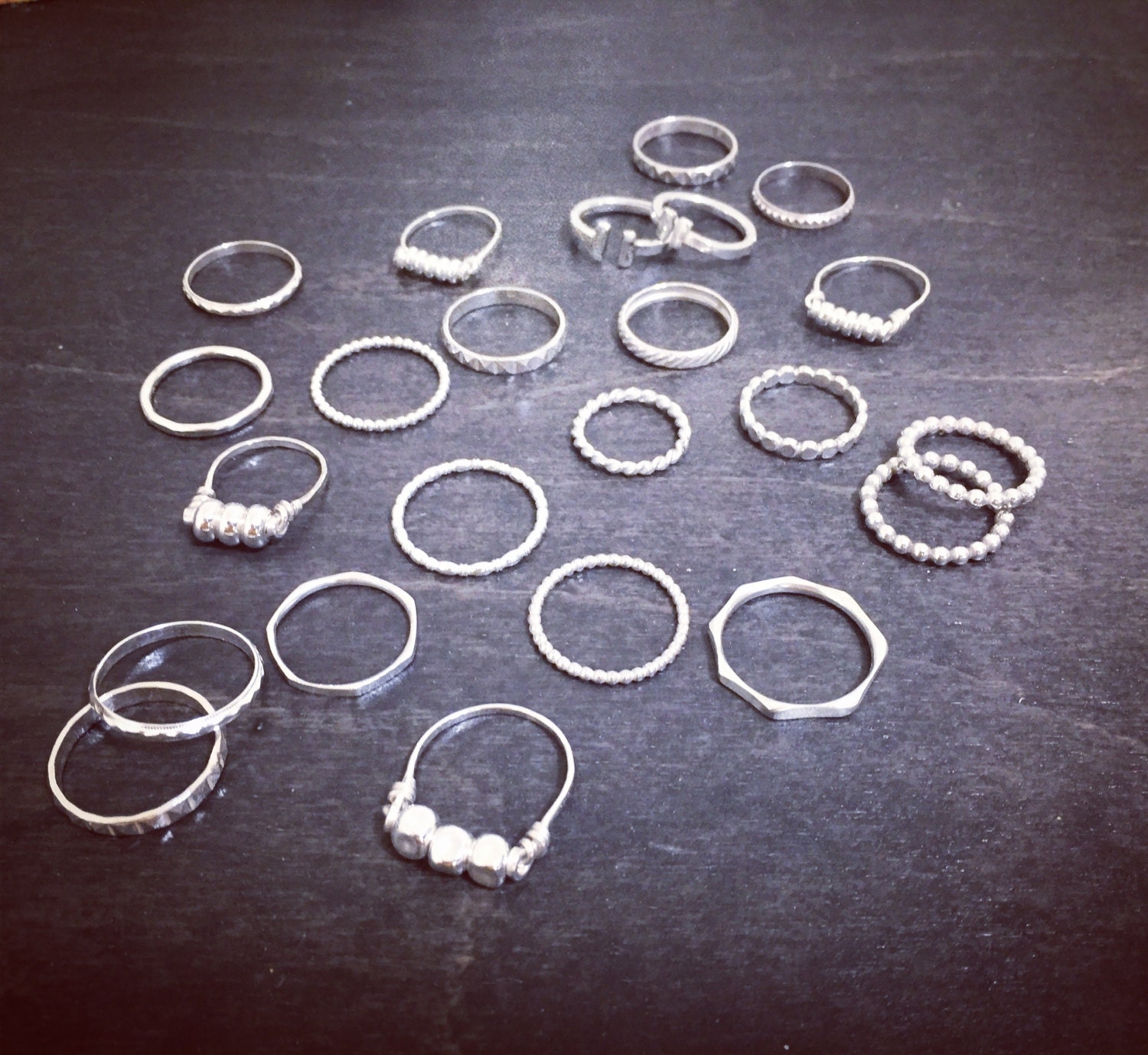 Silver Ring Set, Stacking Rings, Dots Rings, Rings for Women