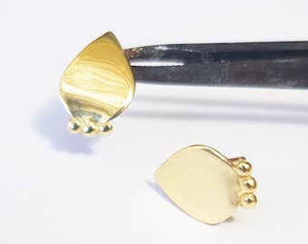 Gold post earrings, Drop gold earrings, 14k gold earrings, Solid gold earrings, Boho gold earrings, Indian gold earrings, Unique earrings