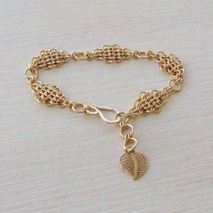 Gold bracelet, Gold charm bracelet, Unique gold bracelet, Layered bracelet, Boho gold bracelet, Chainmaille bracelet, Layered gold bracelet image 4