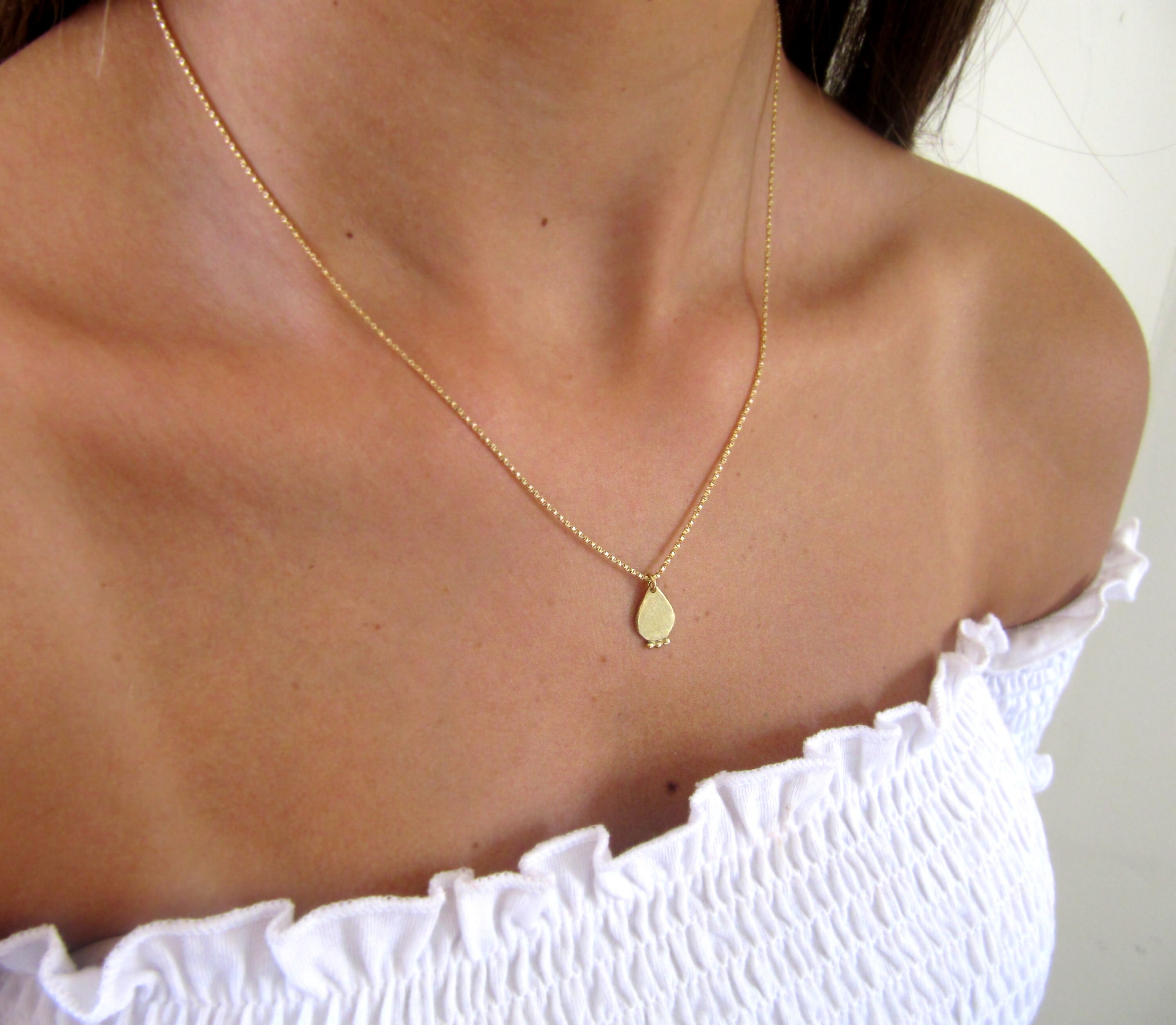 Solid gold necklace Dainty gold necklace Gold necklace 14k Etsy