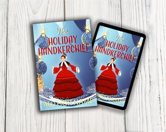 Portada de libro ilustrado de romance histórico navideño, diseño prediseñado de luces mágicas (compatible con KDP, descarga PNG)