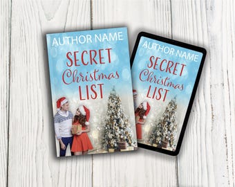 Portada de libro de romance navideño, diseño prediseñado de pareja juvenil (descarga PNG, compatible con KDP)