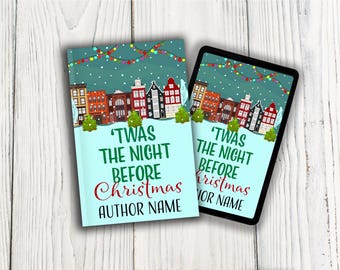 Portada del libro ilustrado "Winter Town", diseño navideño nevado prediseñado (compatible con KDP, descarga PNG)