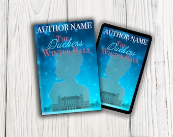 Portada ilustrada de novela romántica histórica de la Regencia, diseño prediseñado de silueta nevada (descarga PNG, compatible con KDP)