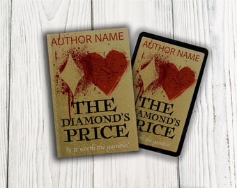 Portada prediseñada para libro de suspenso y terror, diseño de póker con forma de corazón de diamante (descarga PNG, compatible con KDP)