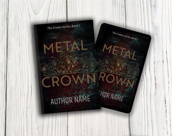 Portada prediseñada de libro de fantasía oscura con diseño de tiara de metal (descarga PNG, compatible con KDP)