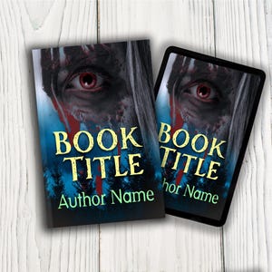 Creepy Eye Forest Horror Book Cover, Bloody Thriller No AI Design (KDP, PNG Download)