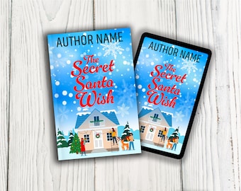 Portada de libro ilustrado de romance invernal, diseño prediseñado de luces navideñas nevadas (compatible con KDP, descarga PNG)