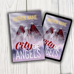 Portada de libro de fantasía de Ciudad de Ángeles, diseño prediseñado para ebook (PNG, 6x9&quot;, descarga digital, compatible con KDP), sin IA