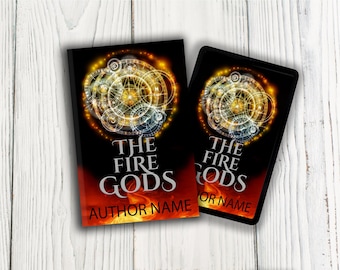 Portada prediseñada de libro de ciencia ficción y fantasía con símbolos mágicos y diseño de fuego (descarga PNG, compatible con KDP)