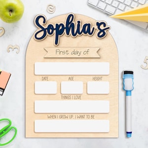 Customized First And Last Day School Sign, Back to School Sign, Kindergarten 1st Day of School Sign, First Day School Wooden School Board S2