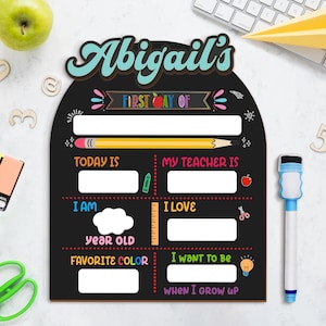 Customized First And Last Day School Sign, Back to School Sign, Kindergarten 1st Day of School Sign, First Day School Wooden School Board S7