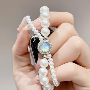 Handmade Beads Pearl Apple Watch Band Bracelet,Minimalist Watch Strap,38 40 41 42 45 46 49,Series 1-10,Mother&#39;s Day Gifts,Bridesmaid gift